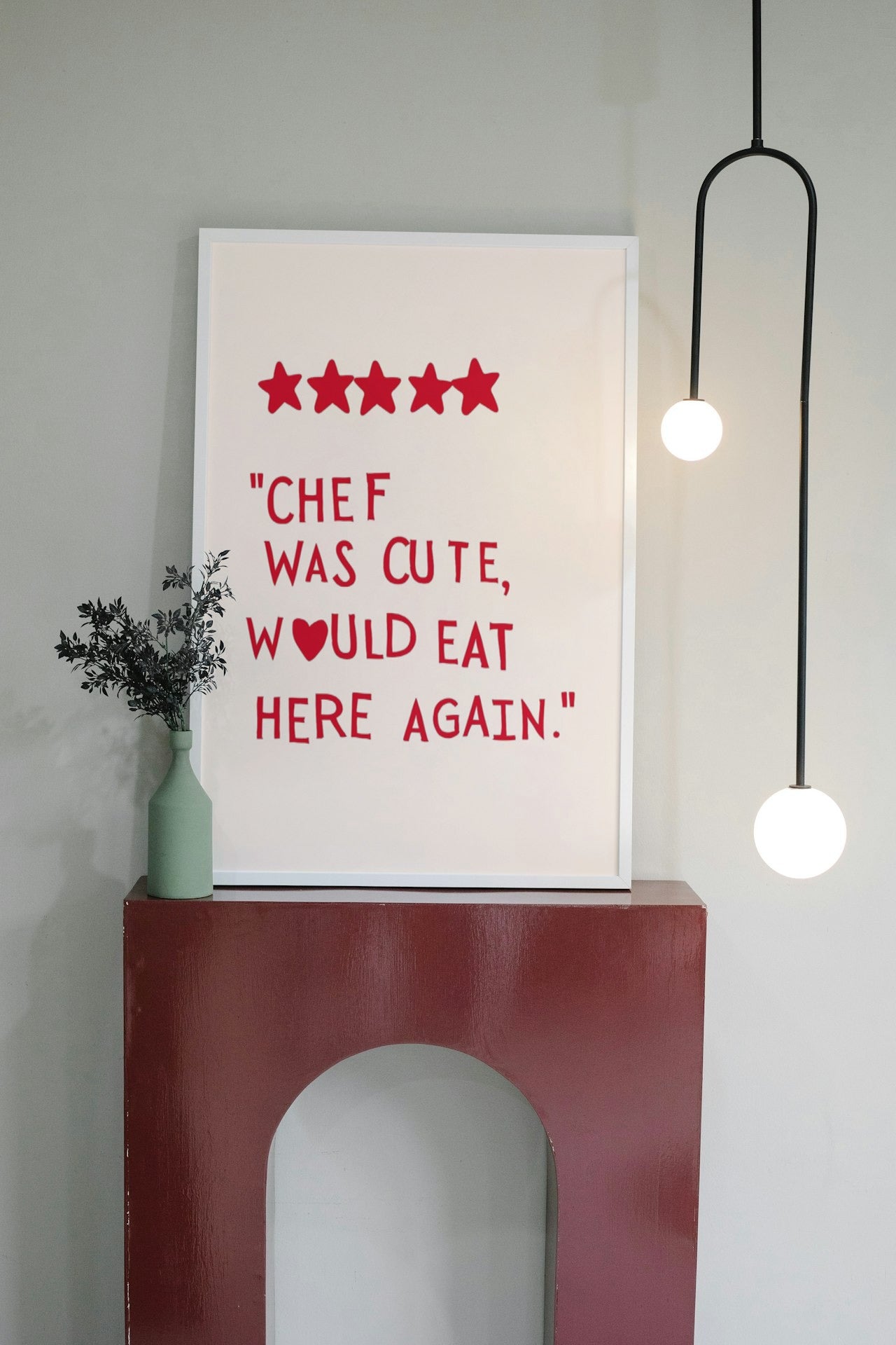 CUTE PINK CANVAS POSTER " CHEF WAS CUTE WOULD EAT HERE AGAN"