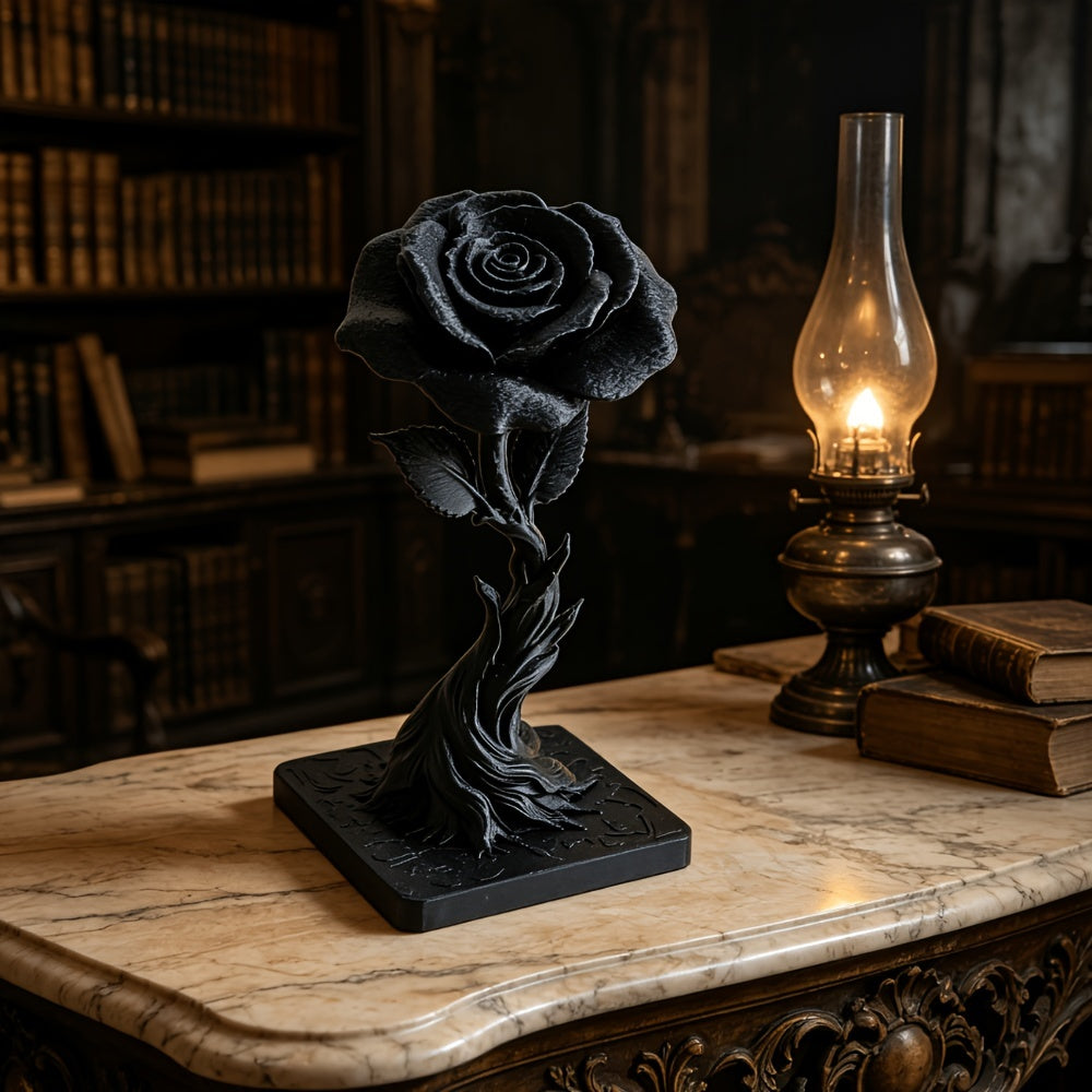 Tnessential Dark Eternal Tree-shaped Black Rose Ornament with 3D Decor