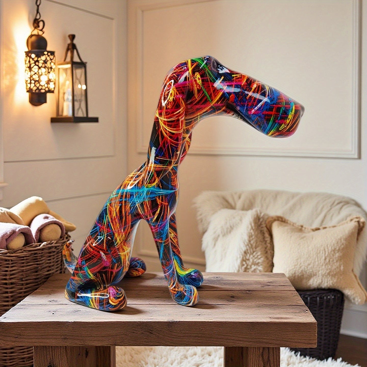 Tnessential Colorful Dachshund Statue 3D Decor