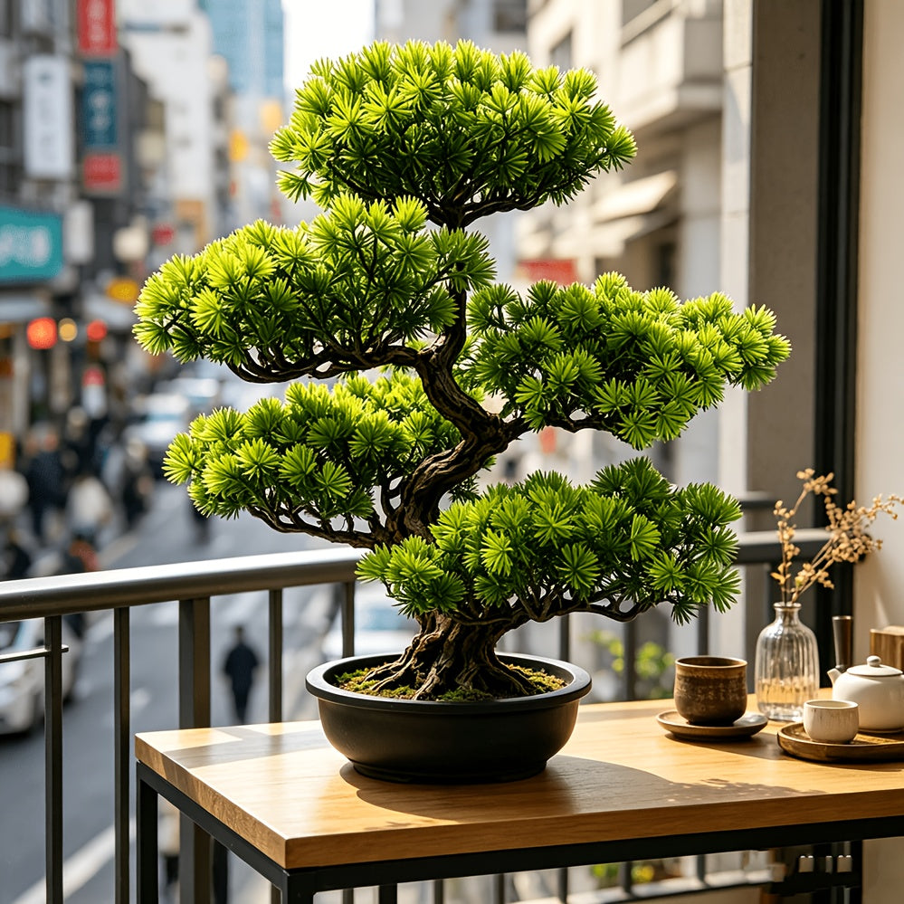 Tnessential Large Simulation Podocarpus Macrophyllus Green Plant Bonsai 3D Decor