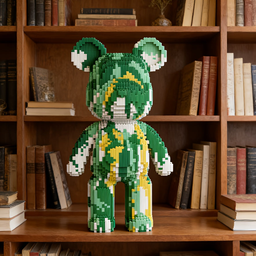 Tnessential Teal Green Lucky Bear 3D Building Block Ornament 3D Decor