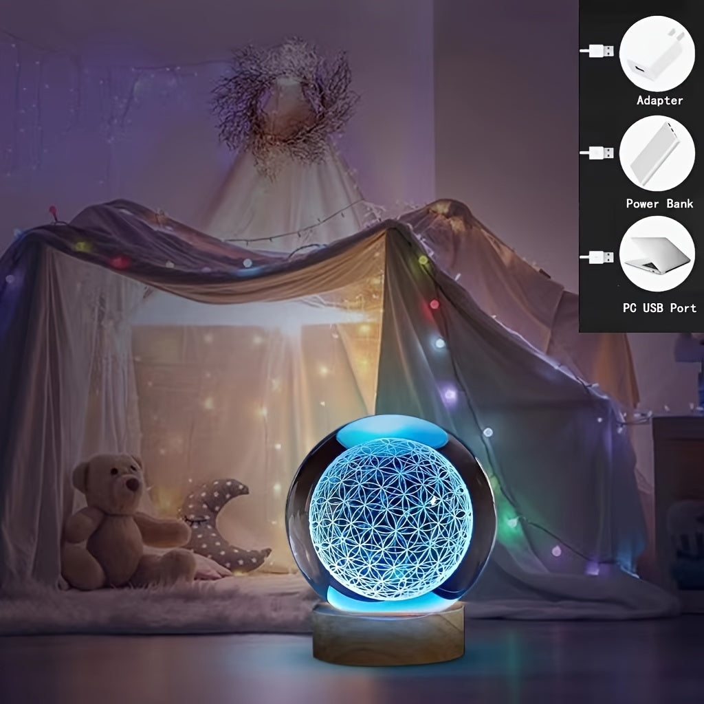 Tnessential USB Powered 3D Flower of Life Crystal Ball 3D Decor