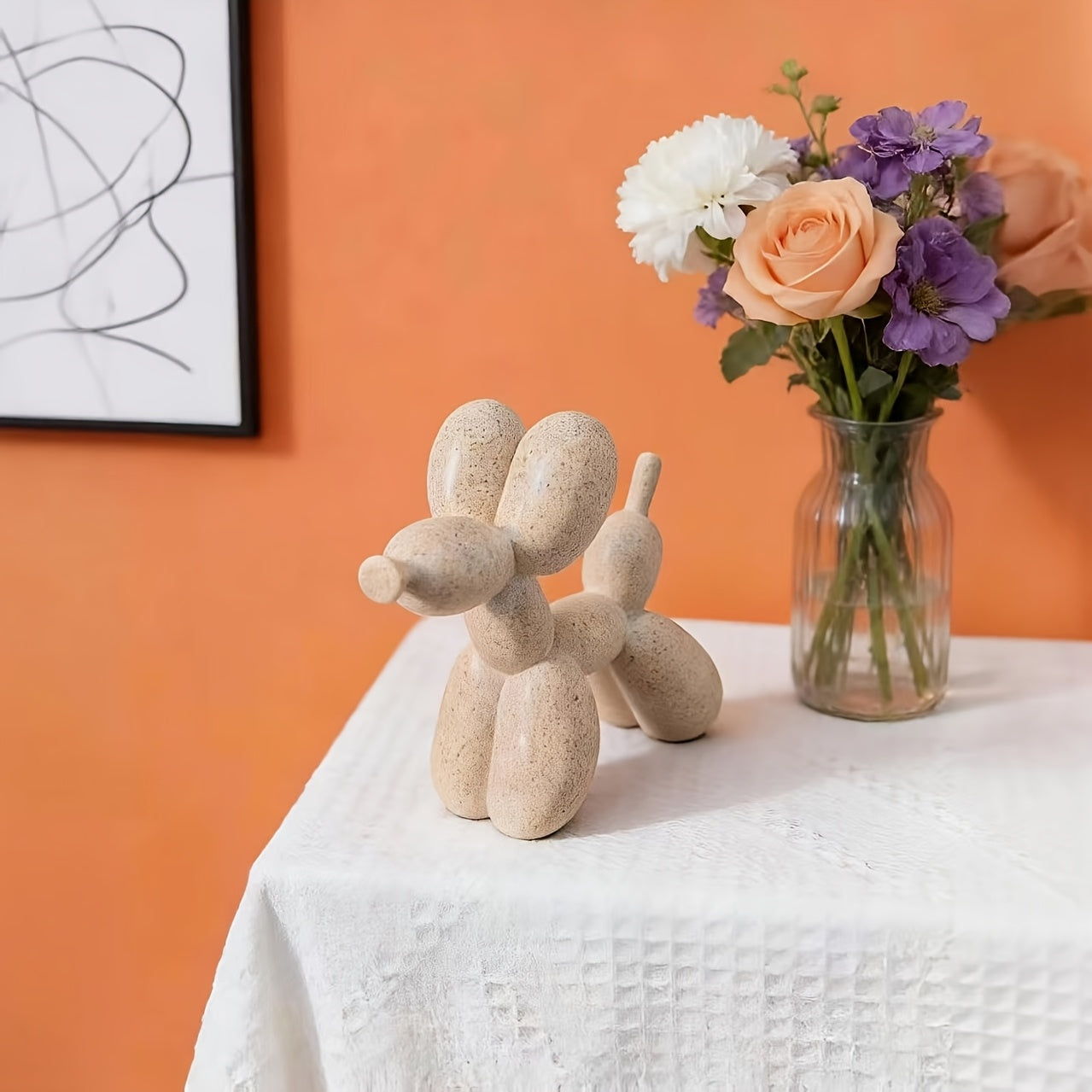 Tnessential Sand-textured Balloon Dog Decoration Ornament 3D Decor