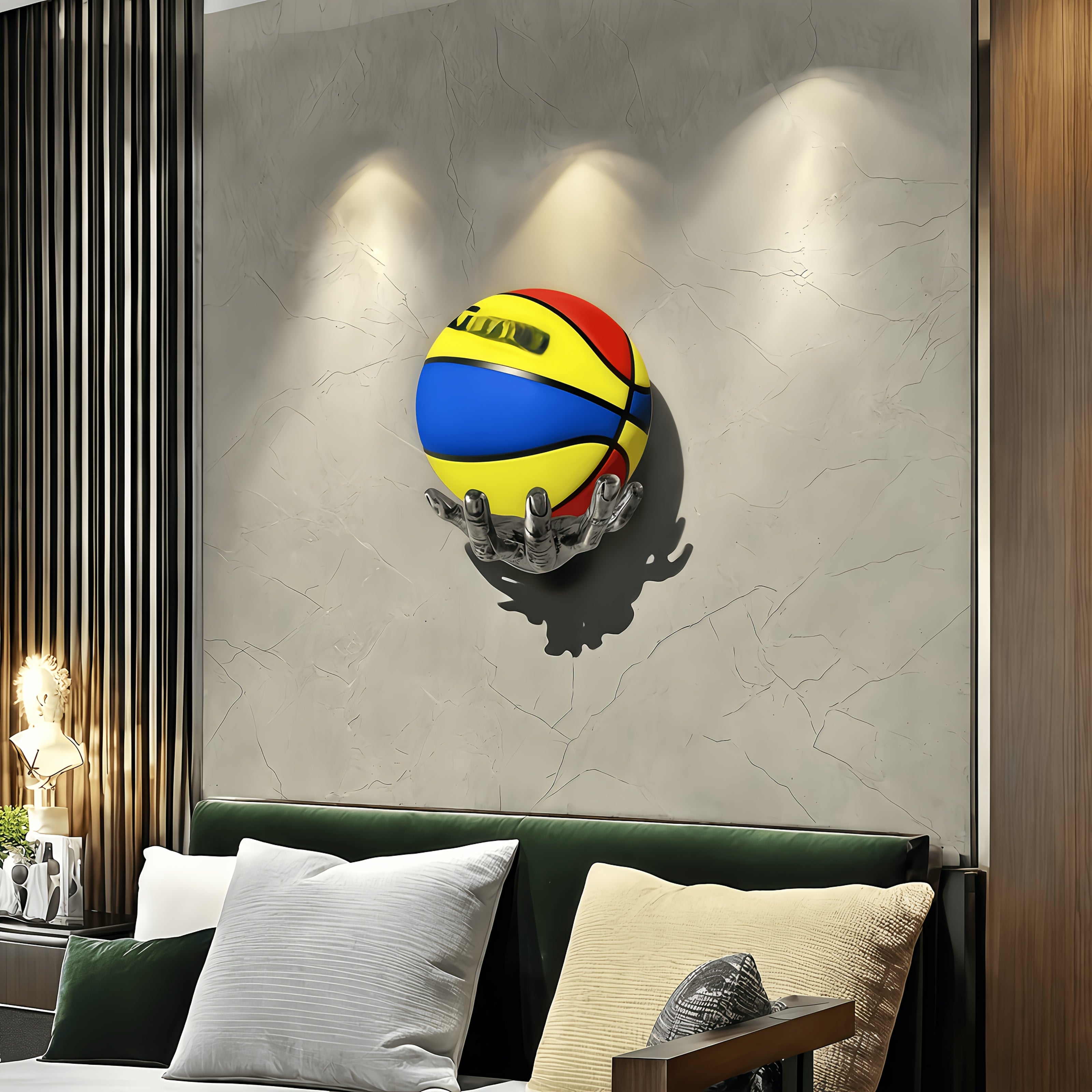 Tnessential Creative Adams Hand Wall-mounted Basketball Holder 3D Decor