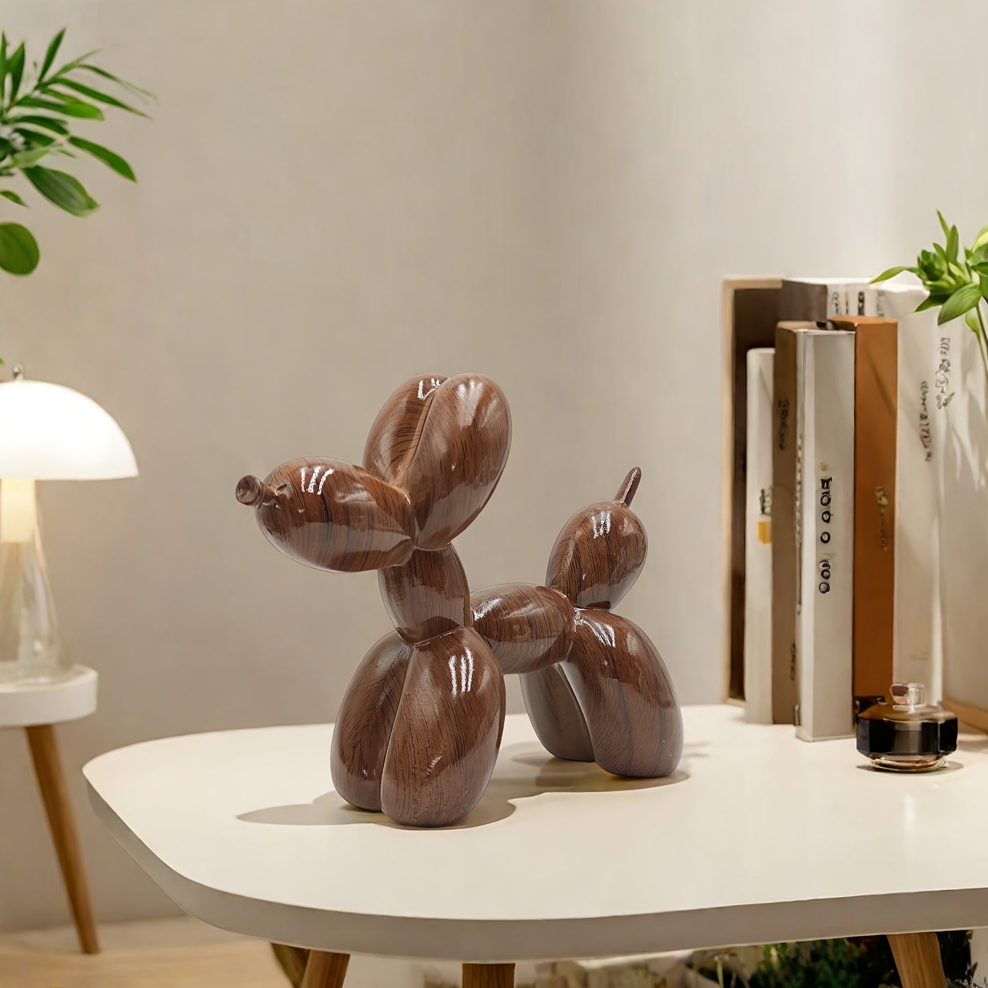 Tnessential Wood Balloon Dog Sculpture Animal Statue Art Decoration 3D Decor
