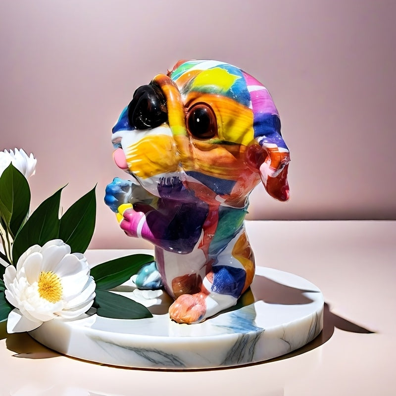 Tnessential Hand-painted Abstract Resin Dog 3D Decor