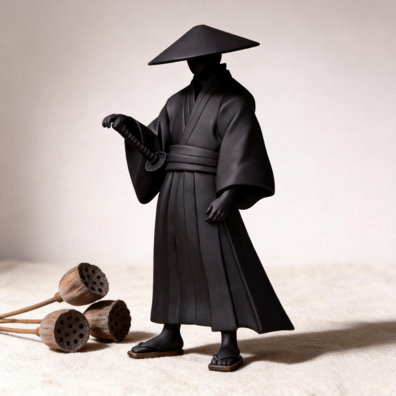 Tnessential Cool Standing Samurai Statue 3D Decor