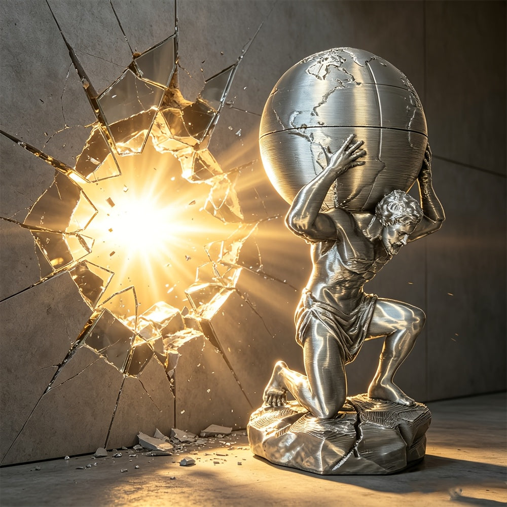 Tnessential Greek Mythology Atlas Titan Statue with Globe Storage Box 3D Decor
