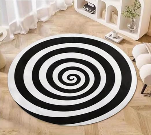 BLACK WHITE SPIRAL RUG