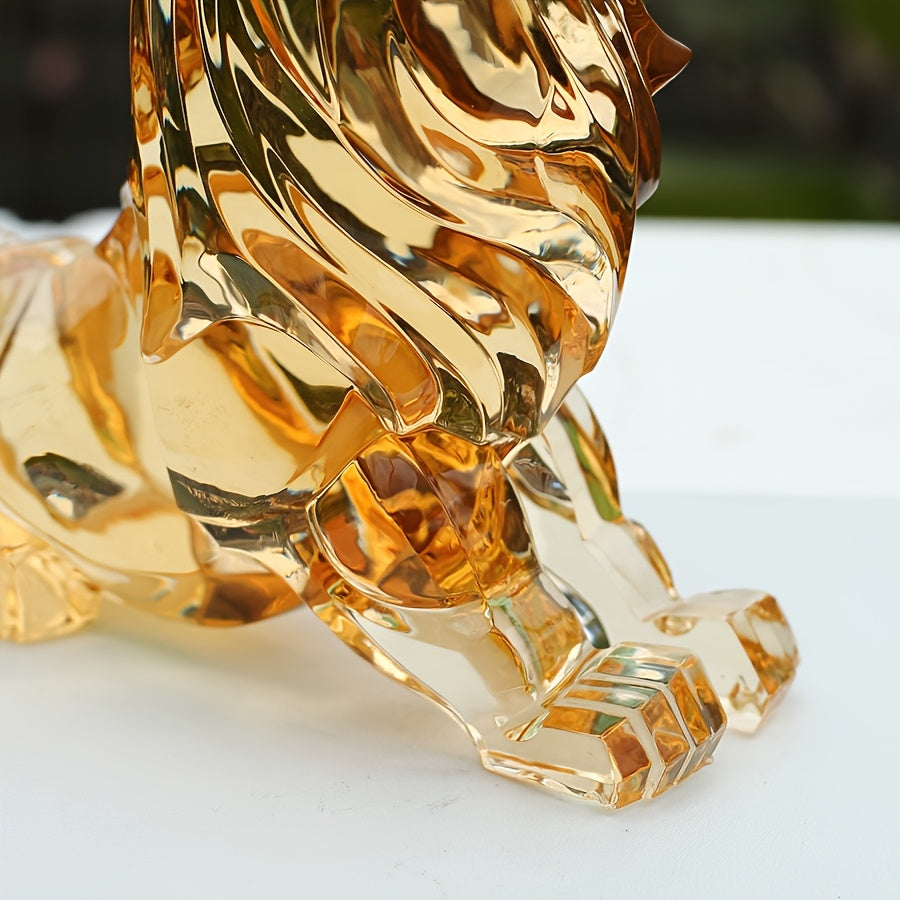 Tnessential D Flat 3D Creative Amber Lion Figurine Transparent 3D Decor