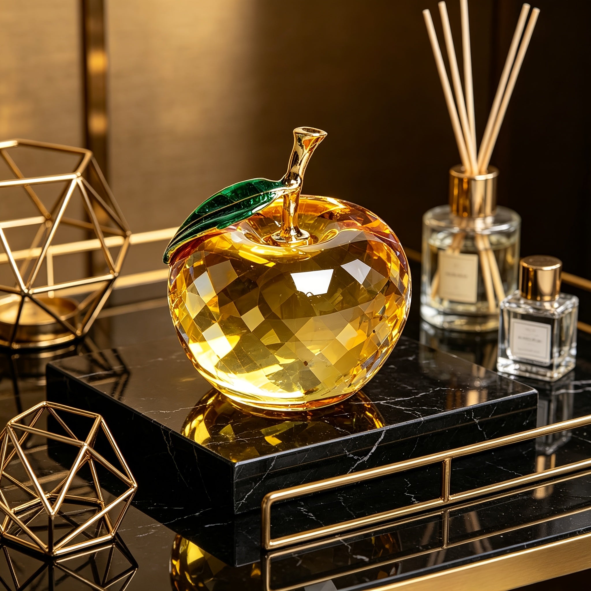 Tnessential Crystal Cherry Figurine Statue 3D Decor