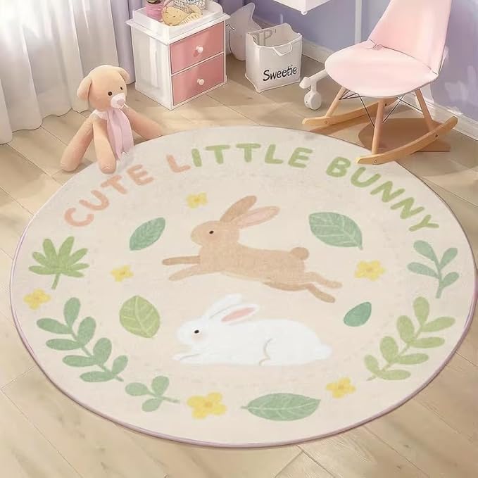 CUTE LITTLE BUNNY ROUND RUG