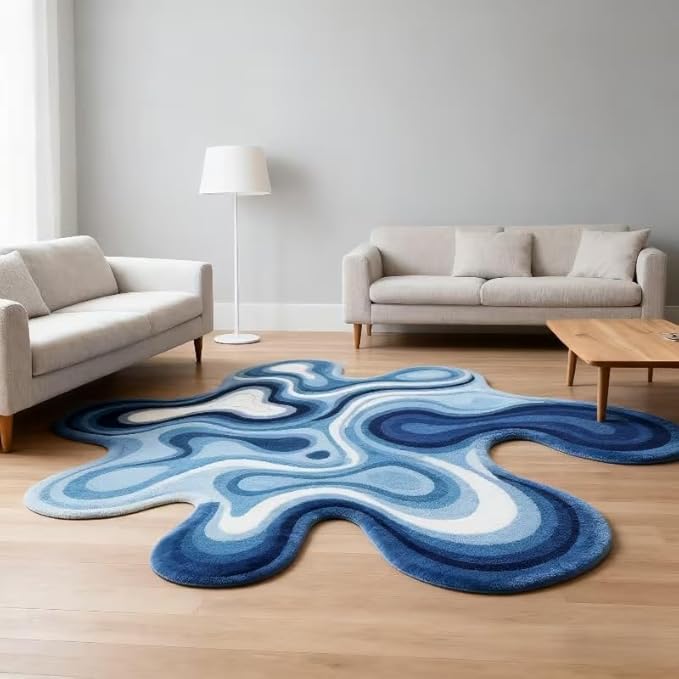 TRIPPY BLUE ABSTARCT RUG RUG