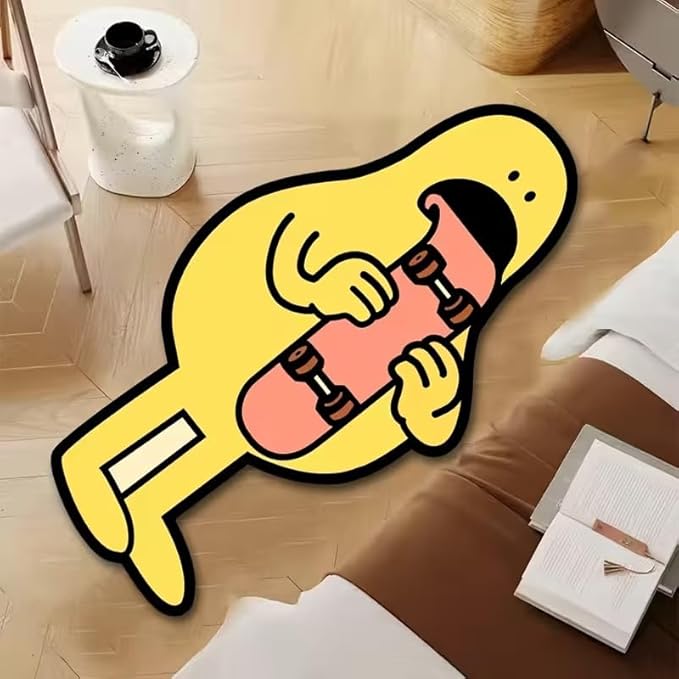 YELLOW CARTOON DUCK SKATE RUG