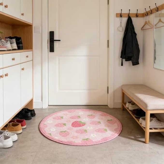 Cute Pink Strawberry Rug