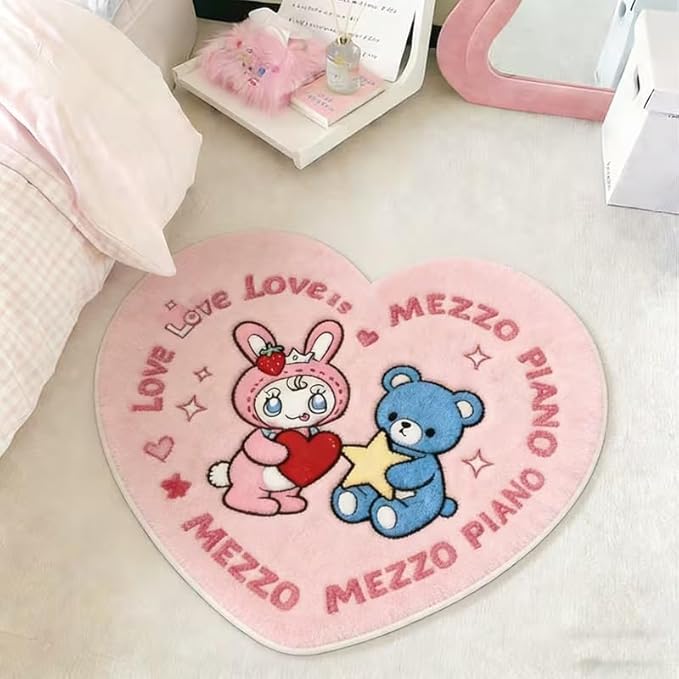 CUTE PINK TEDDY LOVE RUG