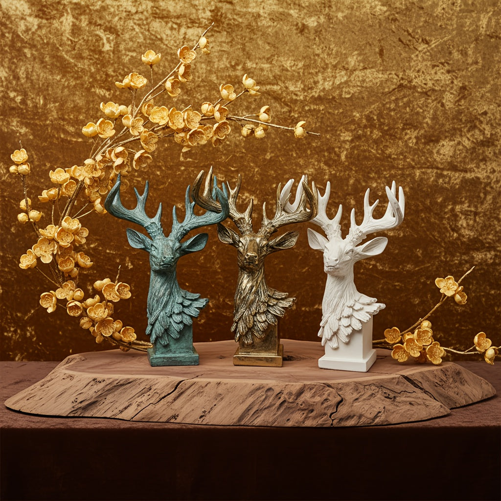 Tnessential Resin Deer Head Statue 3D Decor
