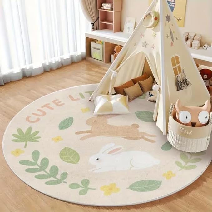 CUTE LITTLE BUNNY ROUND RUG