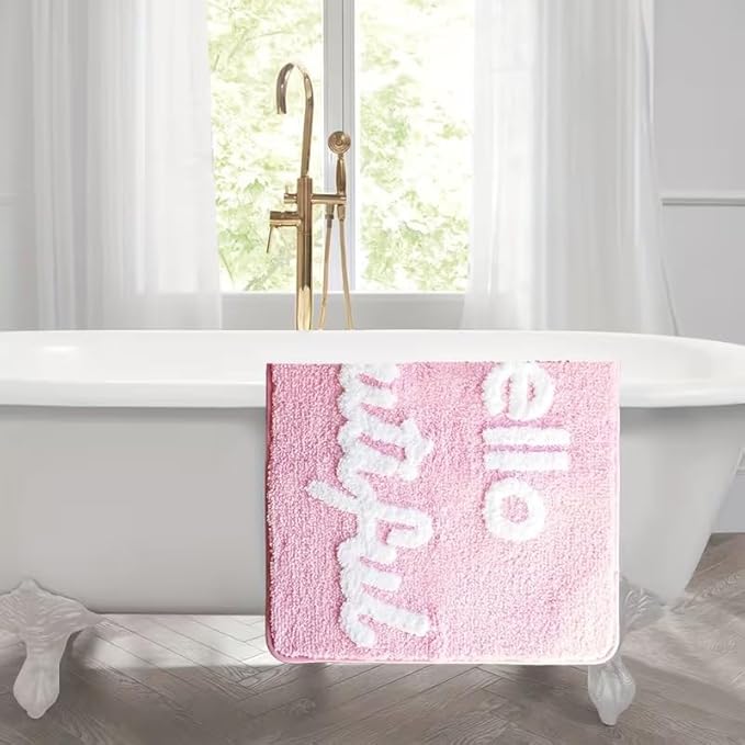 CUTE LIGHT PINK FLUFFY "HELLO BEAUTIFUL" RUG