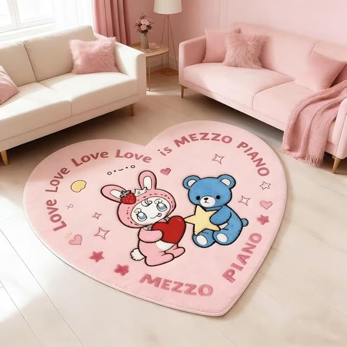 CUTE PINK TEDDY LOVE RUG