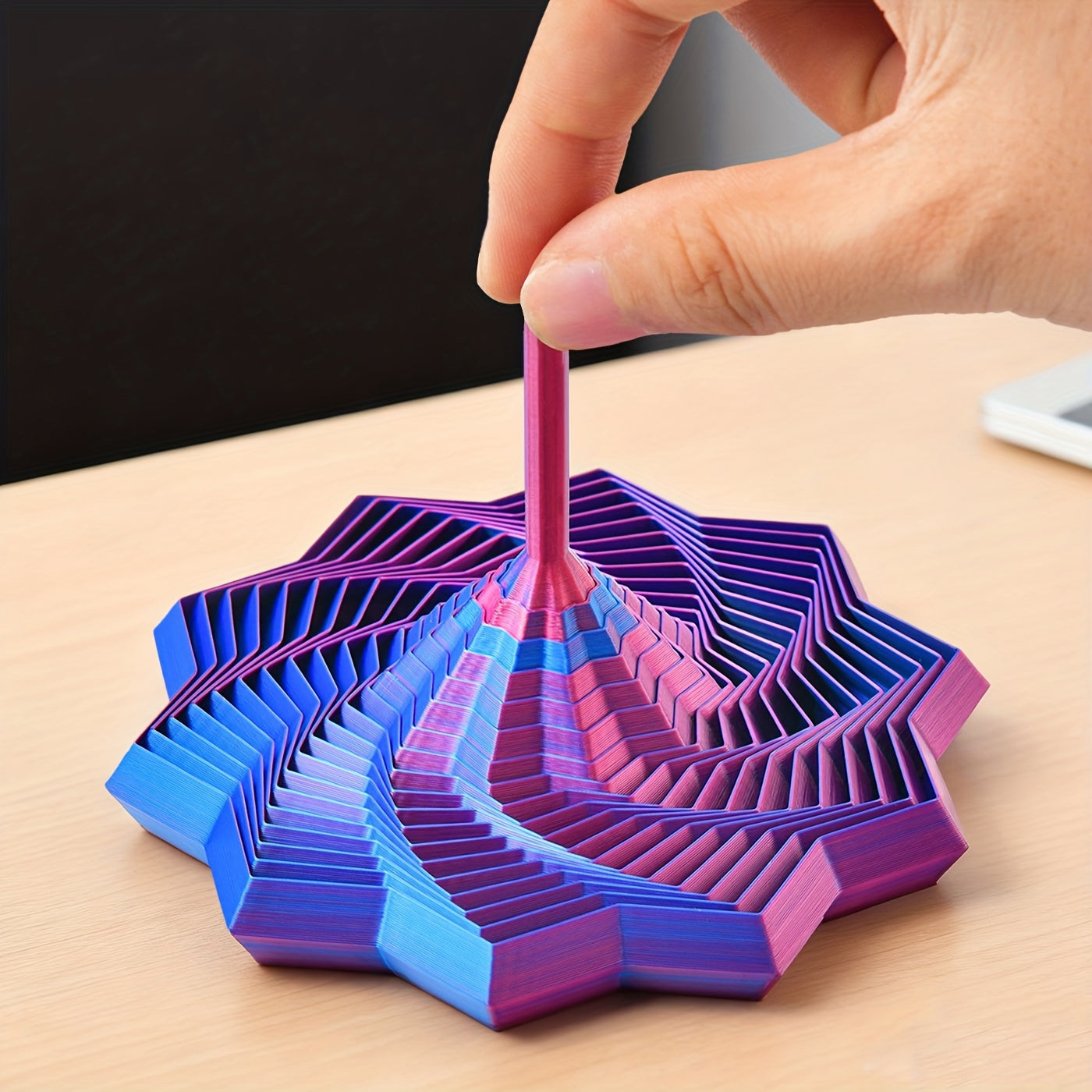 Tnessential U002f2pcs Multicolor Gradient Spinning Tops 3D Decor