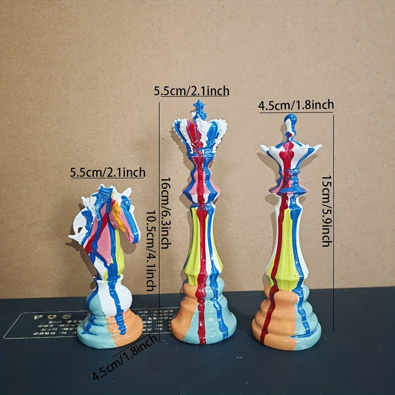 Tnessential International Chess King Queen Knight 3pcs Cabinet Entrance 3D Decor