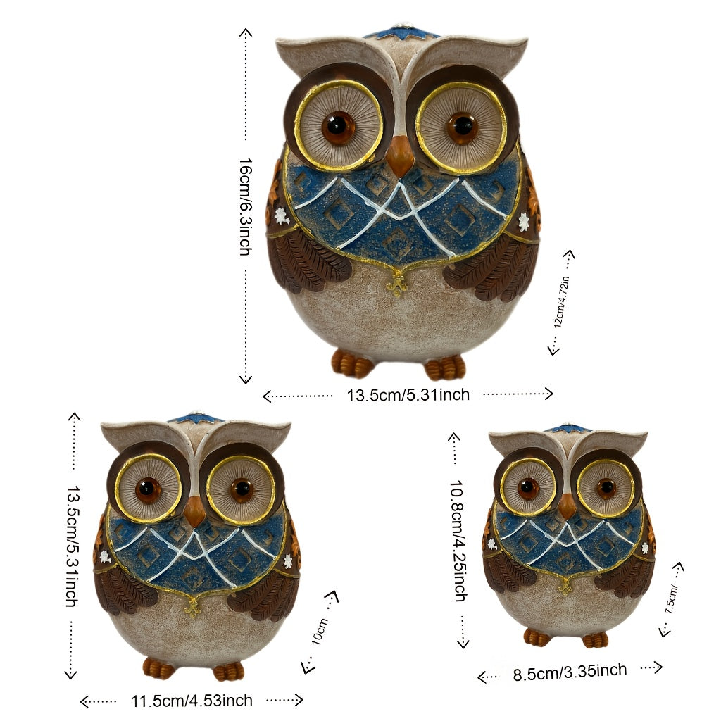 Tnessential Owl Statue Ornament 3 Styles American Retro TV Cabinet Bar 3D Decor