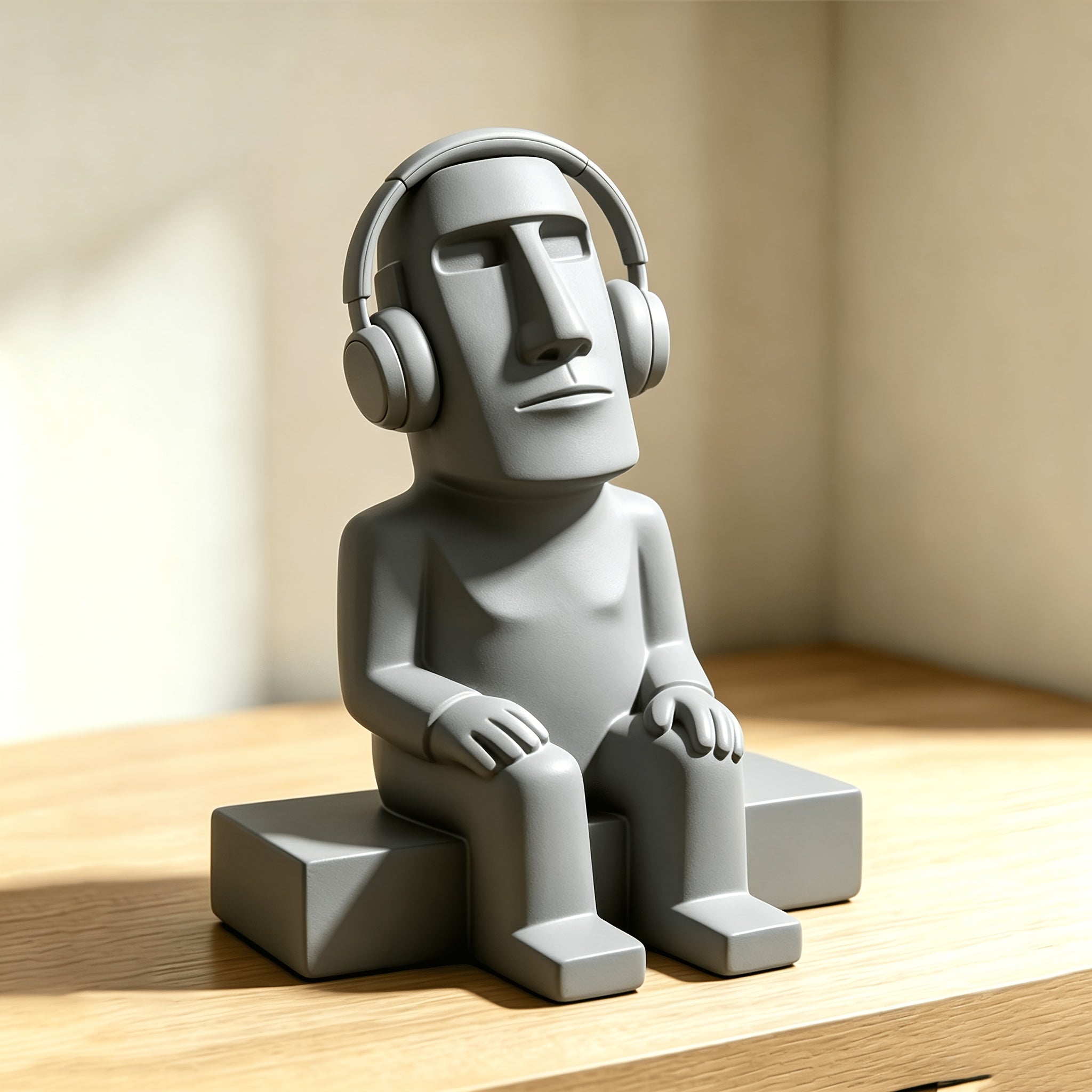 Tnessential Moai Statue with Headphones 3D Decor