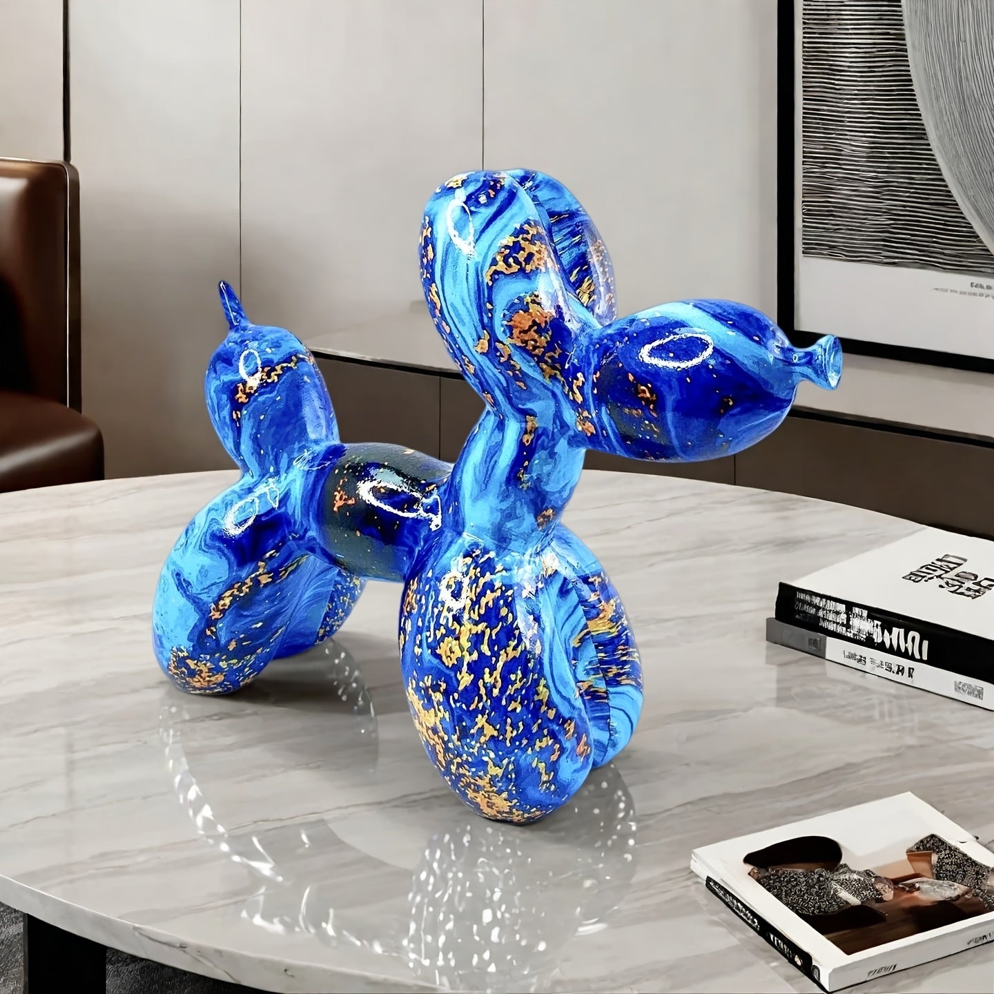 Tnessential Blue and Golden Water-soaked Balloon Dog 3D Decor
