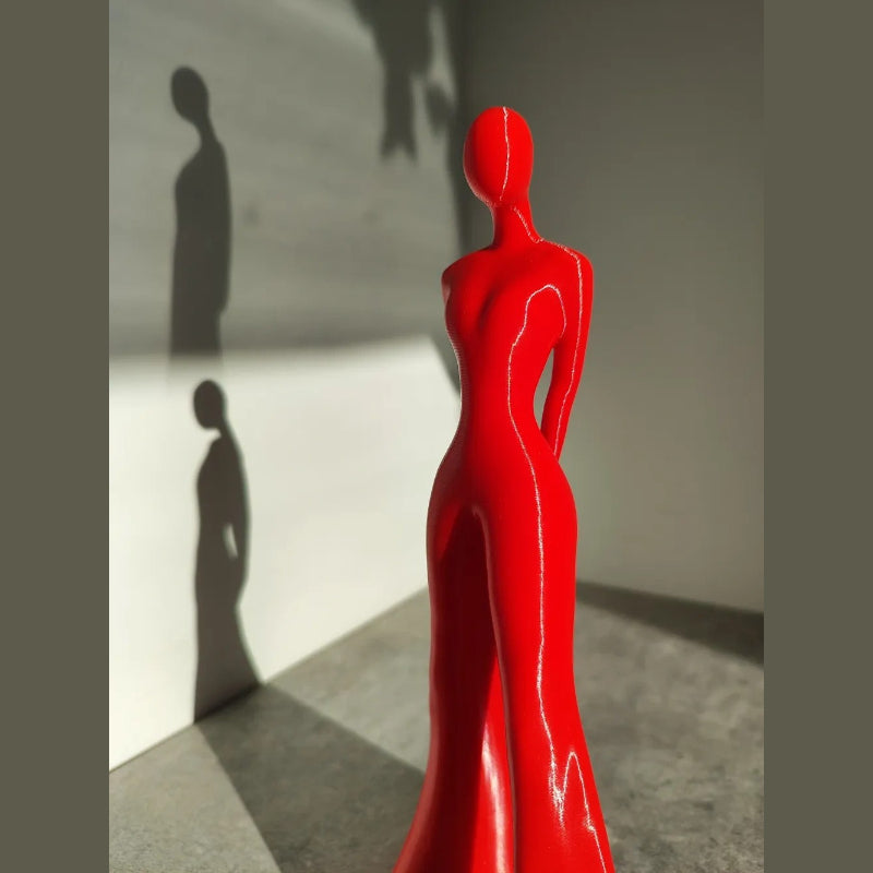 Tnessential Red Minimalist Abstract Female Sculpture 3D Decor