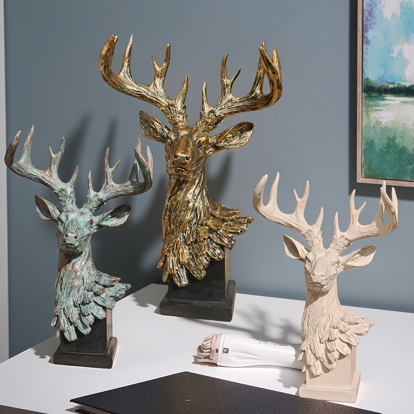 Tnessential Resin Deer Head Statue 3D Decor