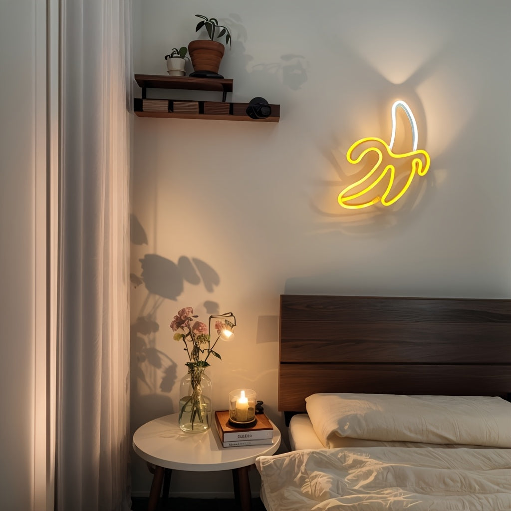 Tnessential Yellow Banana-shaped Neon Light 3D Decor