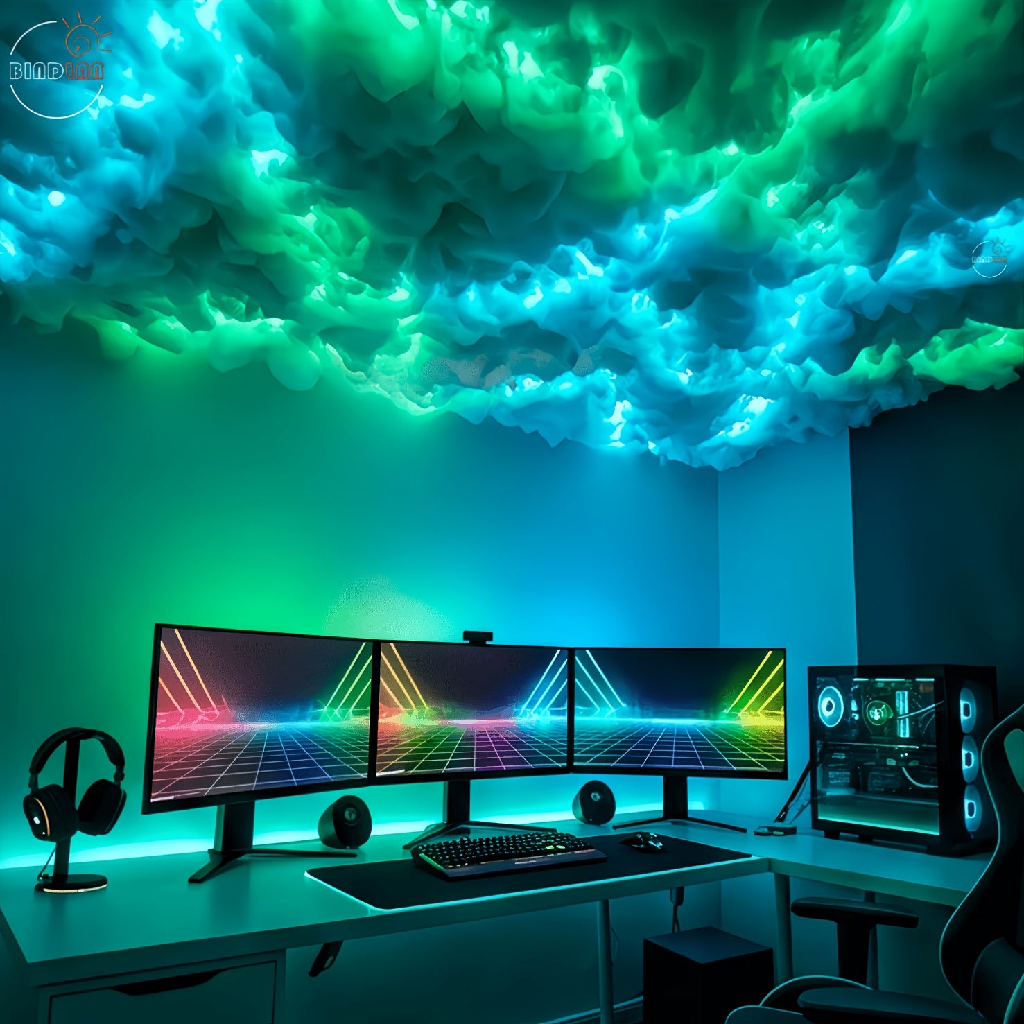 Tnessential BINDLAN 8M 2025 New 3D Thunder Cloud LED Light 3D Decor