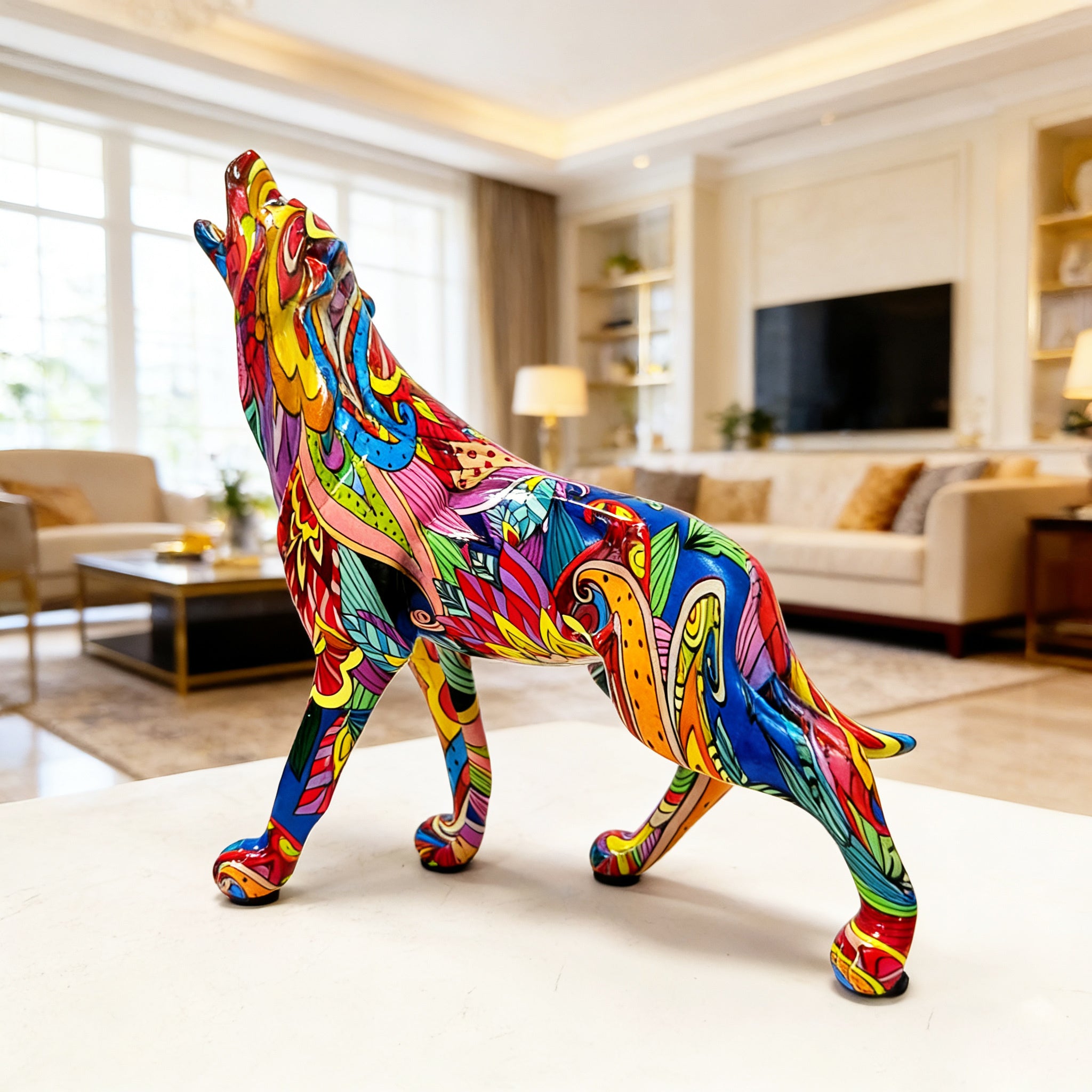 Tnessential Large Size Wolf Statue Ornament 3D Decor