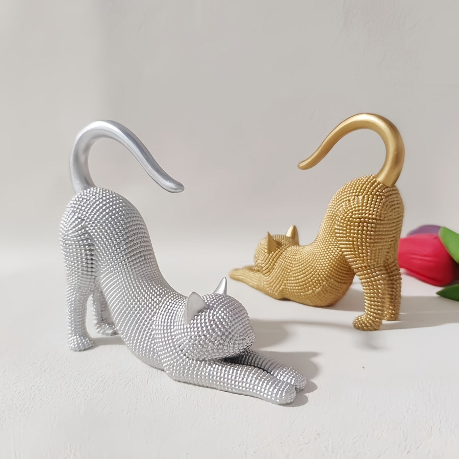 Tnessential Modern Charm Beaded Cat Statue 3D Decor