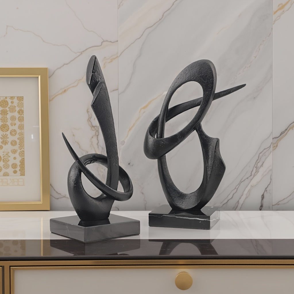 Tnessential Modern Minimalist Abstract Metal Geometric Sculpture with 3D Decor