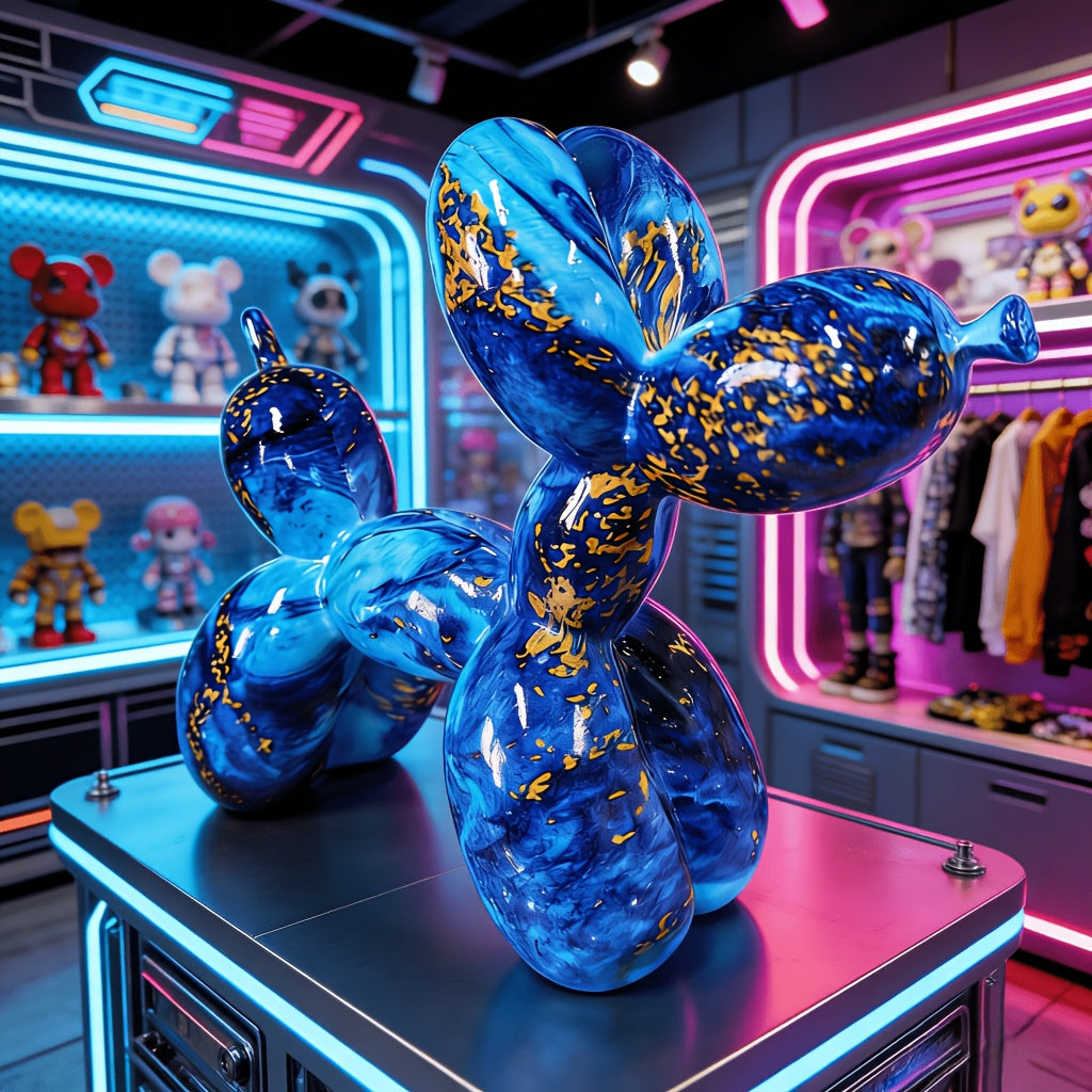 Tnessential Blue and Golden Water-soaked Balloon Dog 3D Decor