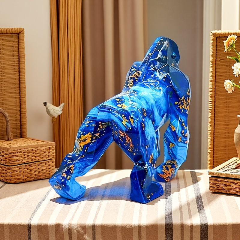 Tnessential Creative Geometric Design Walking Gorilla Resin Statue 3D Decor