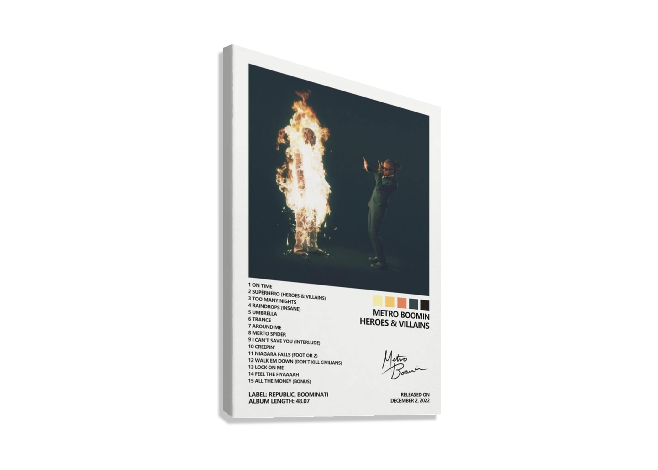 METRO BOOMIN " HEROES AND VILLIANS " CANVAS POSTER
