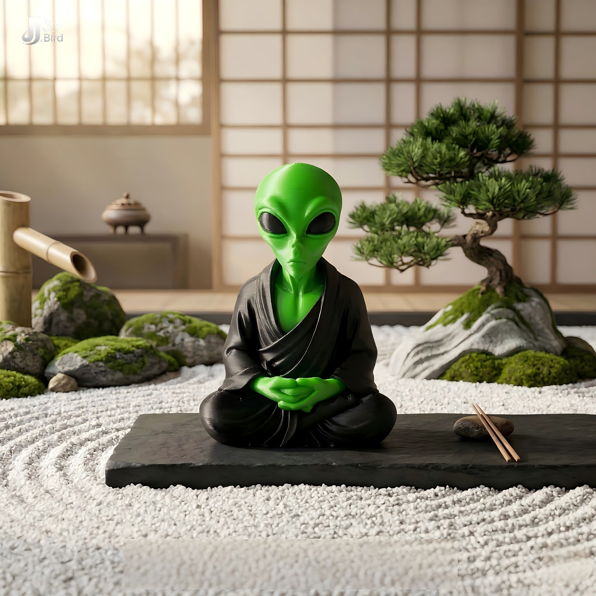 Tnessential Creative Meditating Alien Decorative Ornament 3D Decor