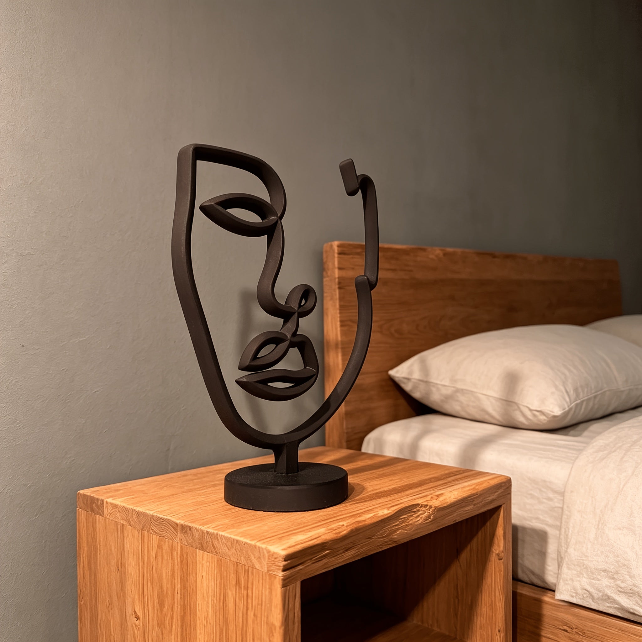 Tnessential Printed Abstract Face Sculpture 3D Decor
