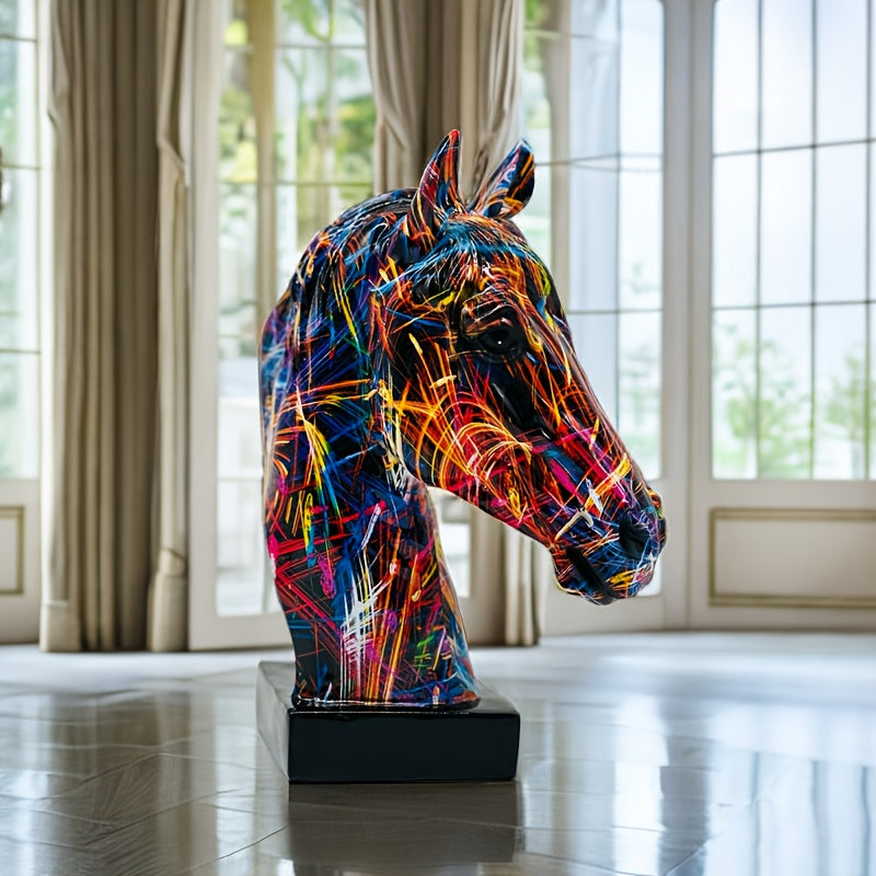 Tnessential Colorful Resin Horse Head Sculpture 3D Decor