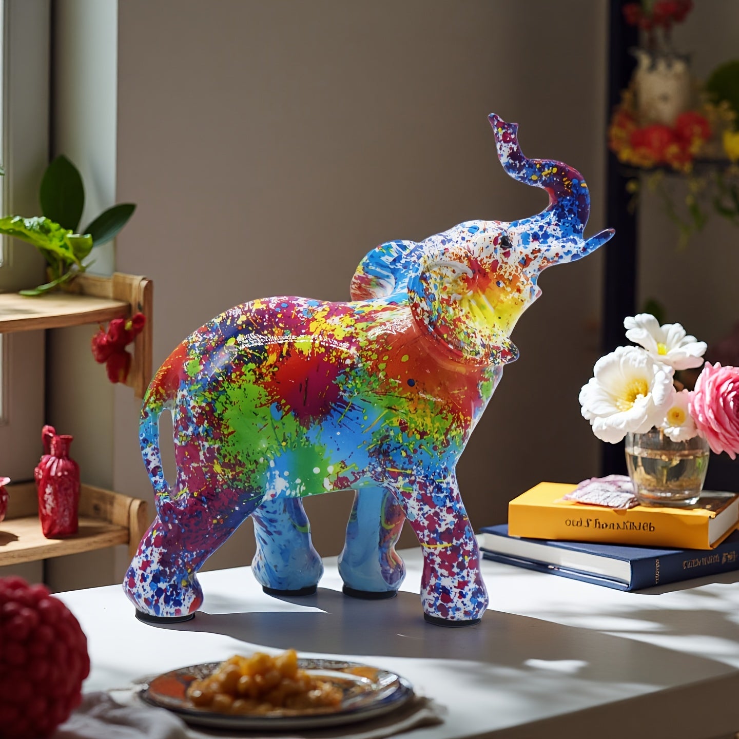 Tnessential Elephant Ornament Resin Wealth Guardian Entrance Office 3D Decor