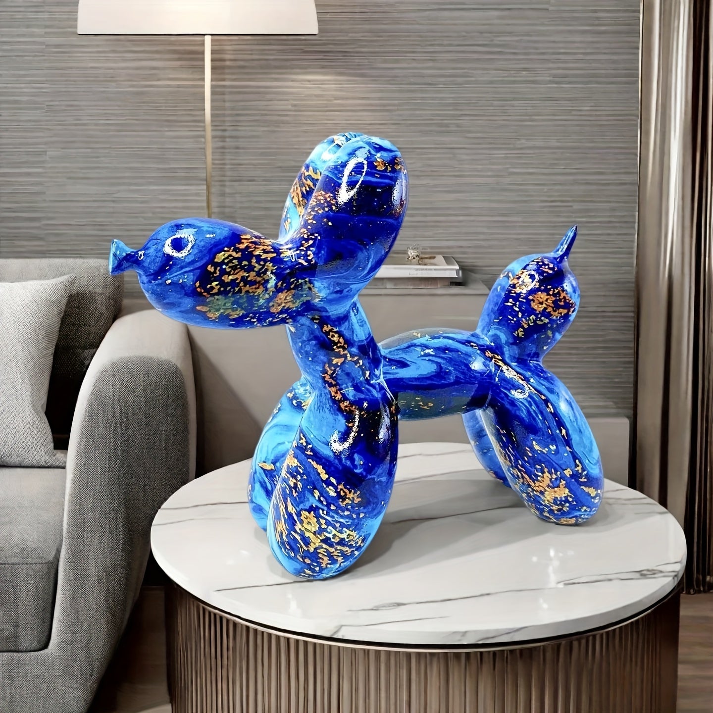 Tnessential Blue and Golden Water-soaked Balloon Dog 3D Decor