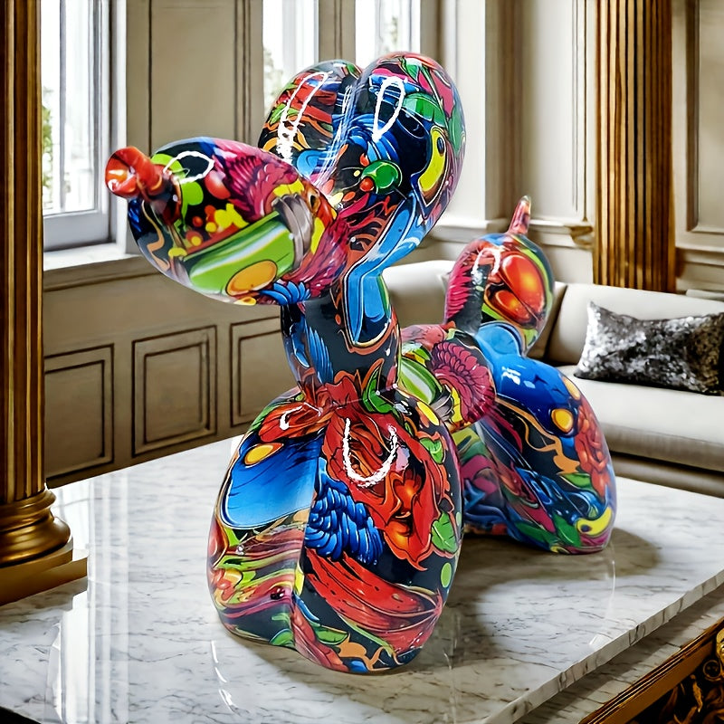 Tnessential Graffiti Balloon Dog Sculpture Animal Statues Art Figurines 3D Decor