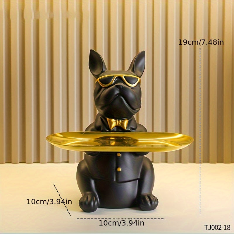 Tnessential French Bulldog Table Storage Resin Sculpture with Tray 3D Decor