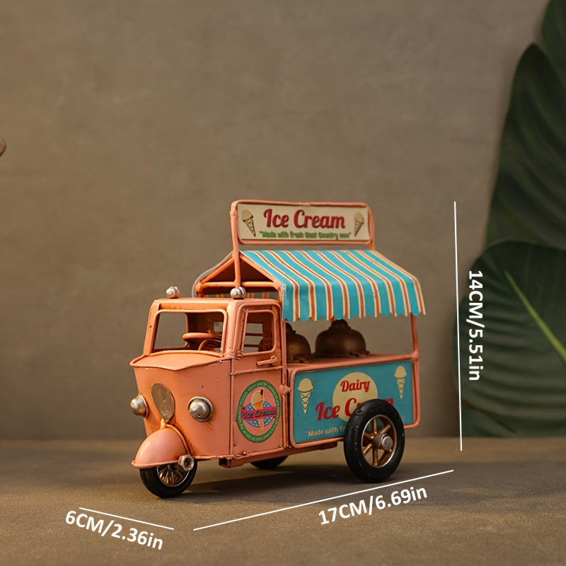 Tnessential Iron Art Industrial Style Pink Ice Cream Truck Ornament 3D Decor