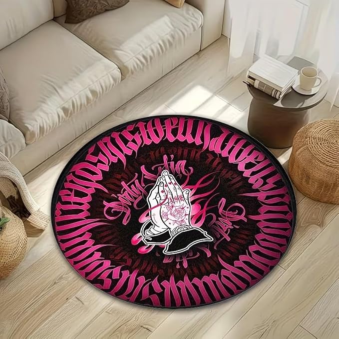 TRENDY PURPLE GOTHIC GRAFFITI RUG