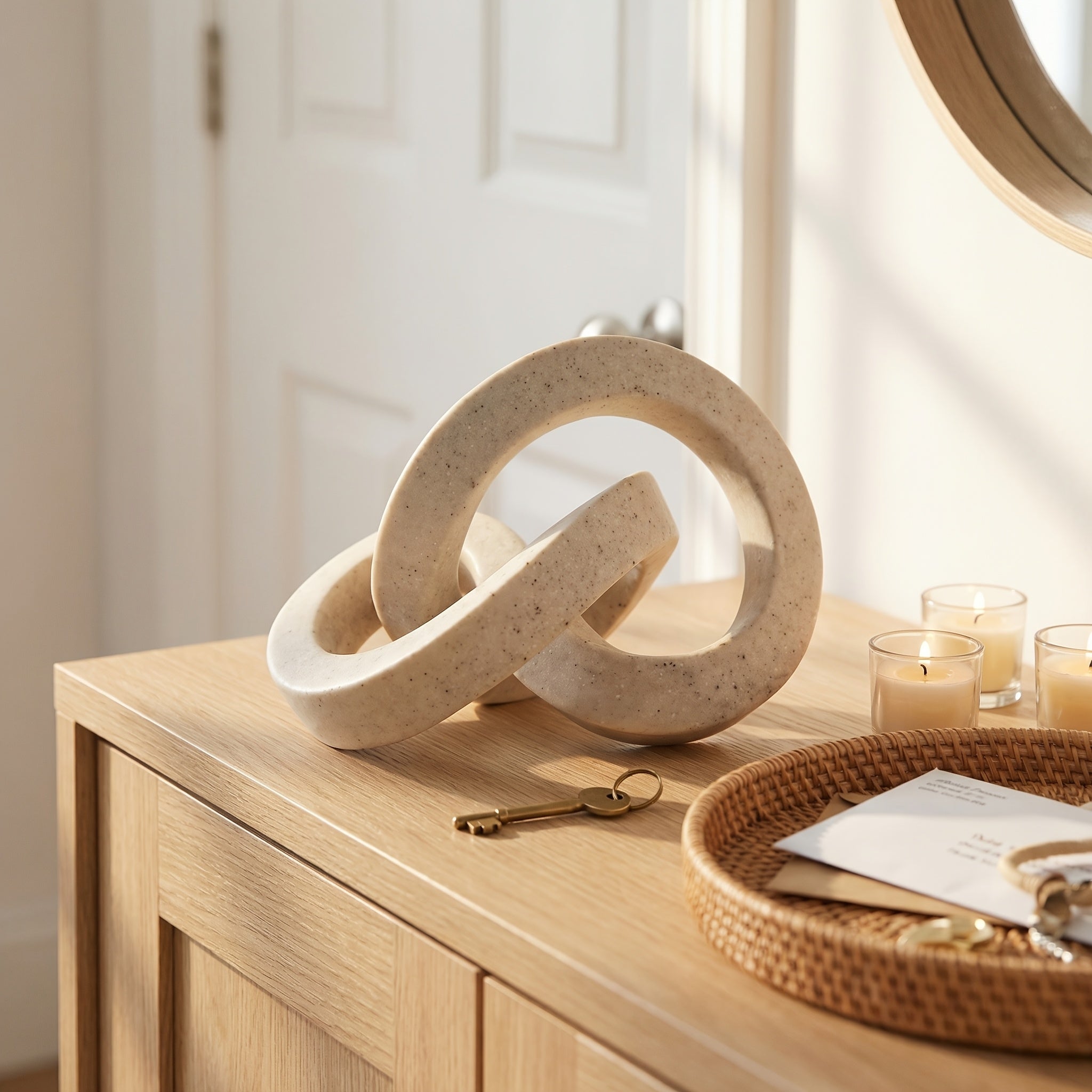 Tnessential Unique Interlocking Ring Statues 3D Decor