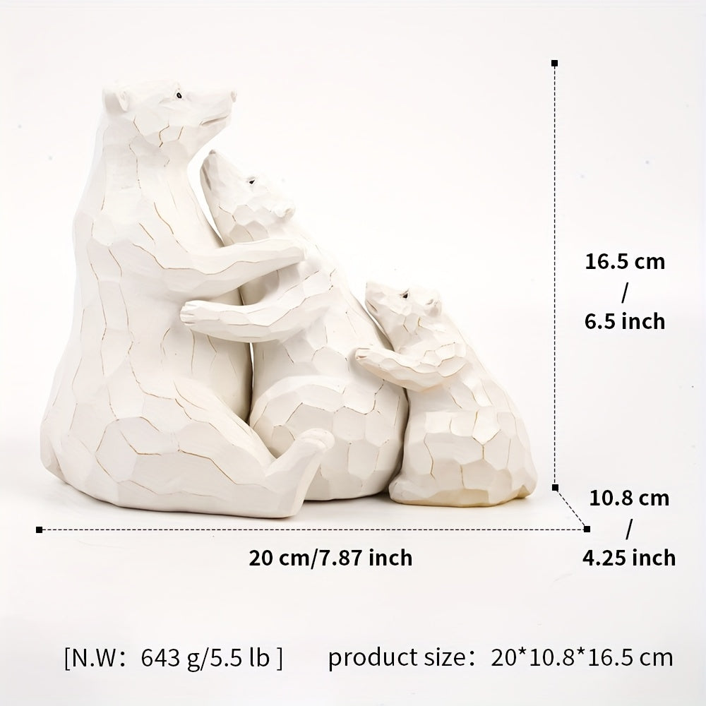 Tnessential White Bear 3pcs Statue Set 3D Decor